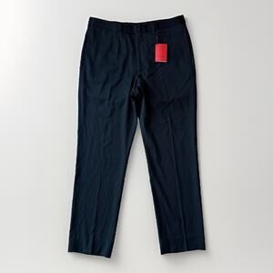 Isaia Aquaspider Pants 34 Black Wool Trousers Minimalist Designer Napoli NWT